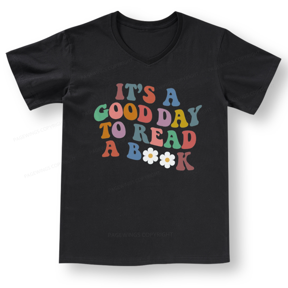 Pagewings It's A Good Day To Read A Book V-neck T-shirt
