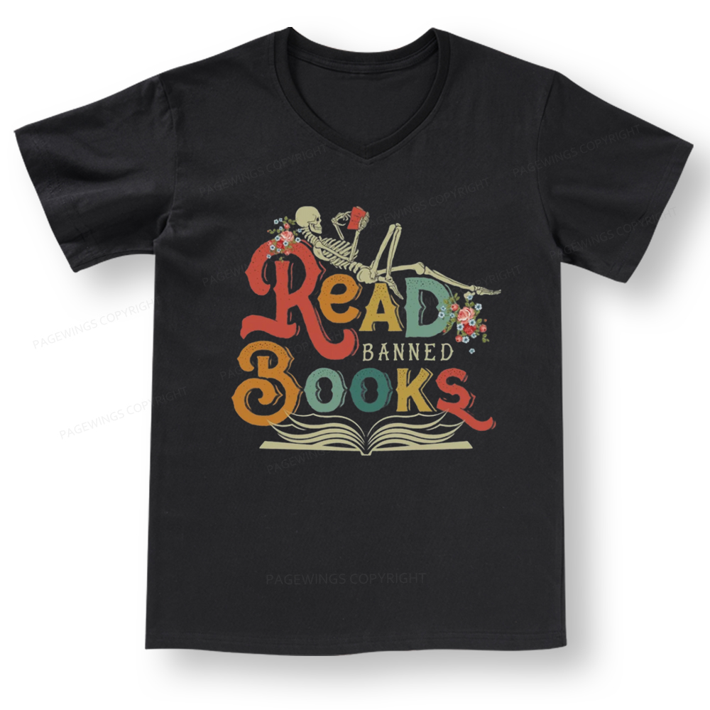Pagewings Read Banned Books V-neck T-shirt