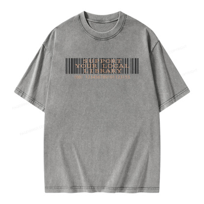 Pagewings Support Your Local Library Unisex Washed T-shirt