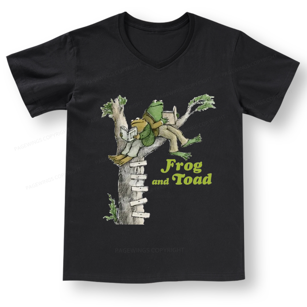 Pagewings Frog and Toad Old Book V-neck T-shirt