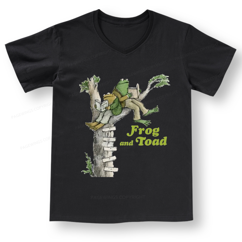 Pagewings Frog and Toad Old Book V-neck T-shirt
