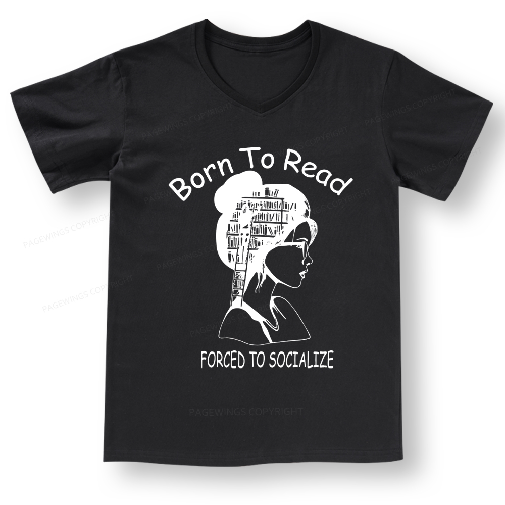 Pagewings Born To Read V-neck T-shirt