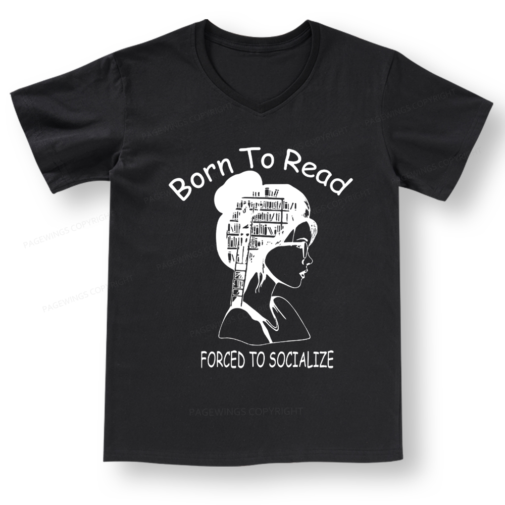 Pagewings Born To Read V-neck T-shirt