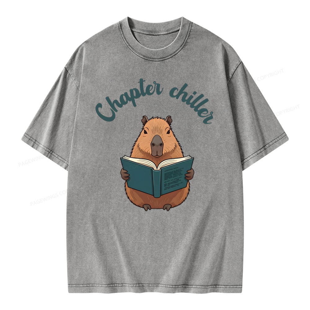 Pagewings Reading capybara Classic T-Shirt  Unisex Washed T-shirt