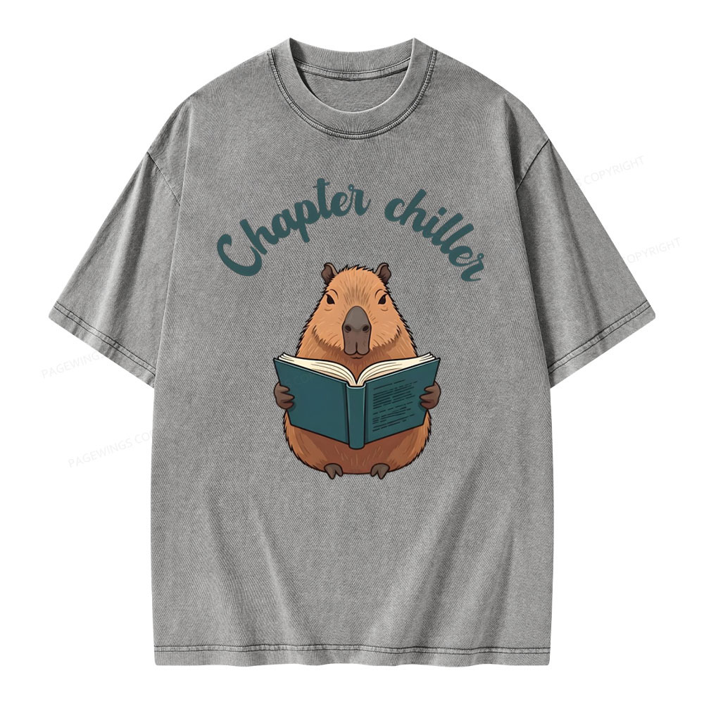 Pagewings Reading capybara Classic T-Shirt  Unisex Washed T-shirt