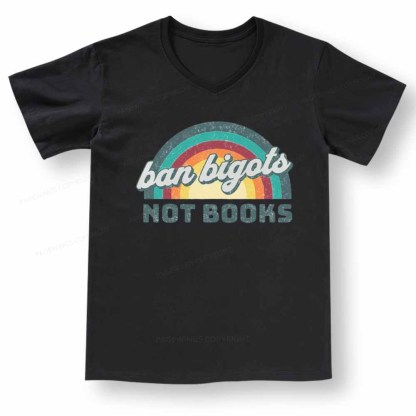 Pagewings Ban Bigots Not Books V-neck T-shirt