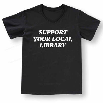 Pagewings Support Your Local Library V-neck T-shirt