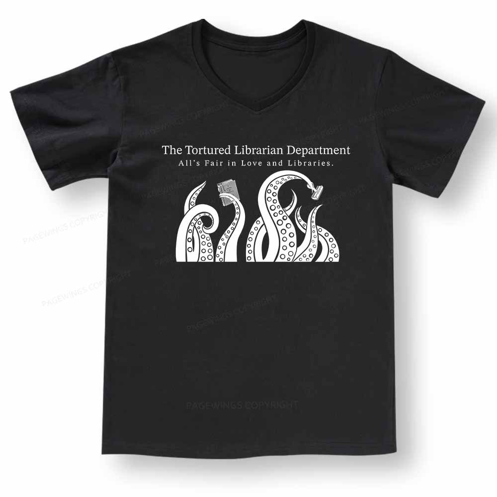 Pagewings The Tortured Librarian Department V-neck T-shirt