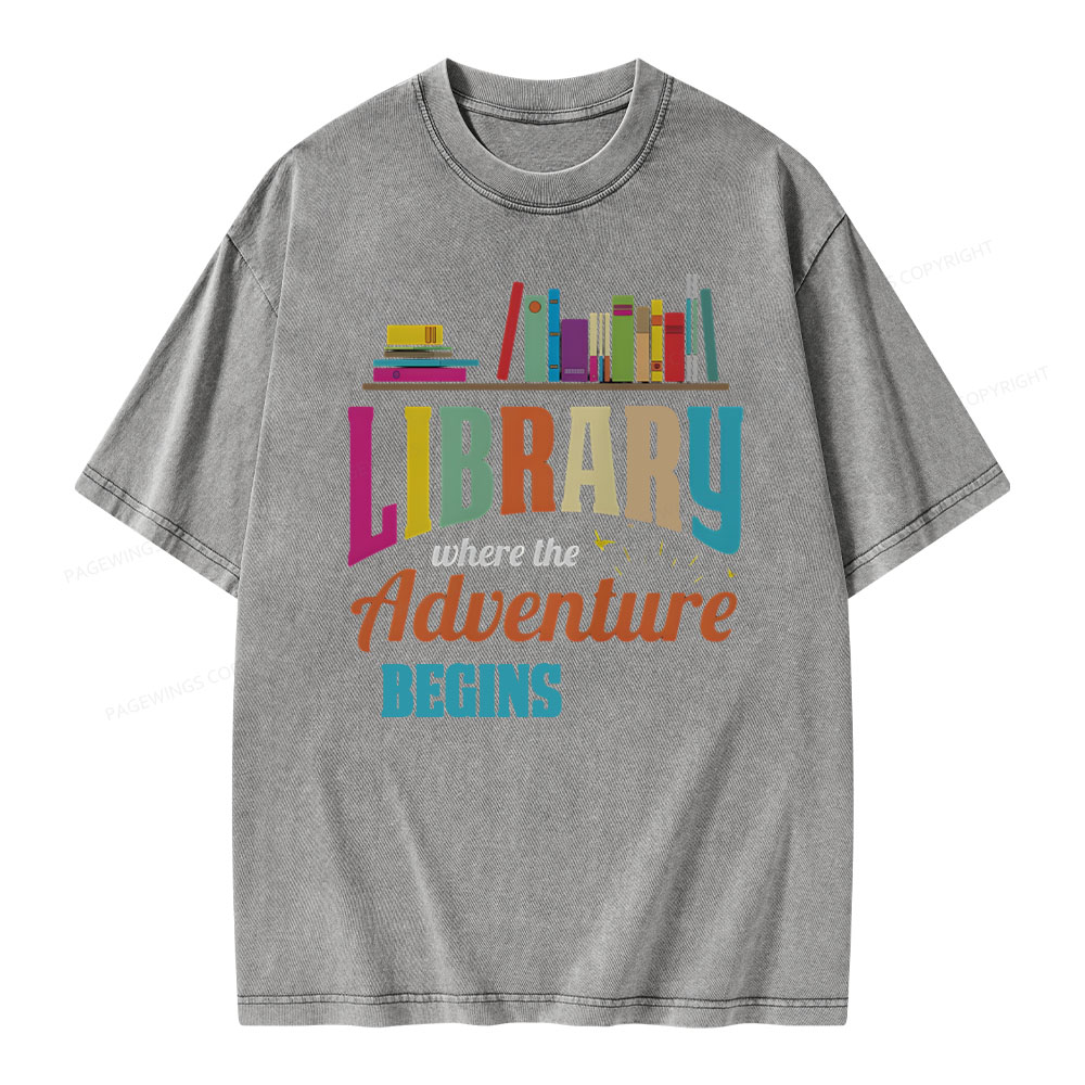 Pagewings Library Fan - book lovers Librarian Reader T-Shirt Unisex Washed T-shirt