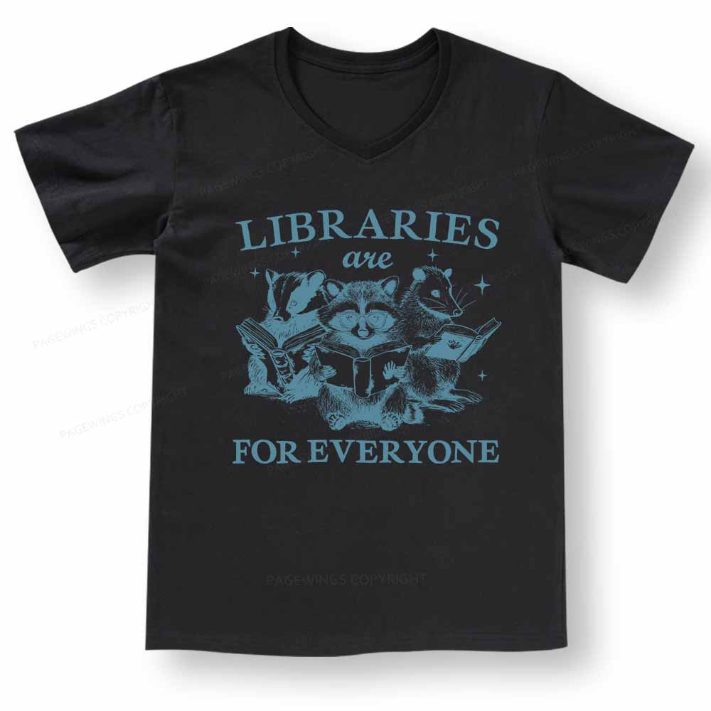 Pagewings Libraries Are For Everyone V-neck T-shirt