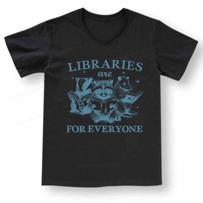 Pagewings Libraries Are For Everyone V-neck T-shirt