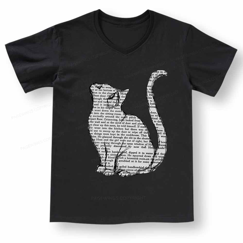 Pagewings Lots Of Books And Cute Cats V-neck T-shirt
