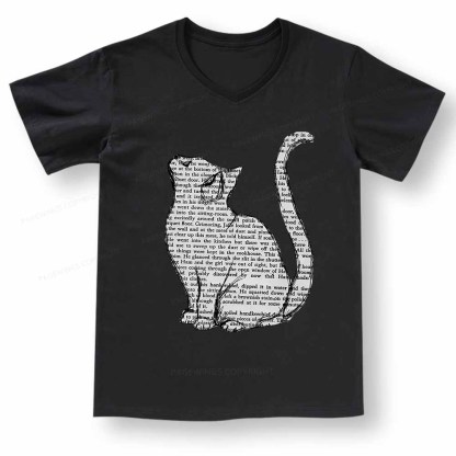 Pagewings Lots Of Books And Cute Cats V-neck T-shirt