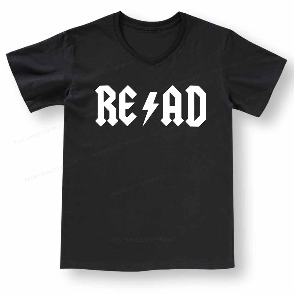 Pagewings Read Back In The Library "rock And Roll" V-neck T-shirt
