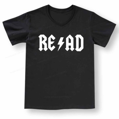 Pagewings Read Back In The Library "rock And Roll" V-neck T-shirt