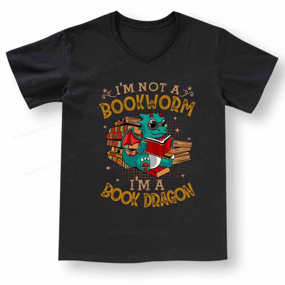 Pagewings Book Dragon V-neck T-shirt