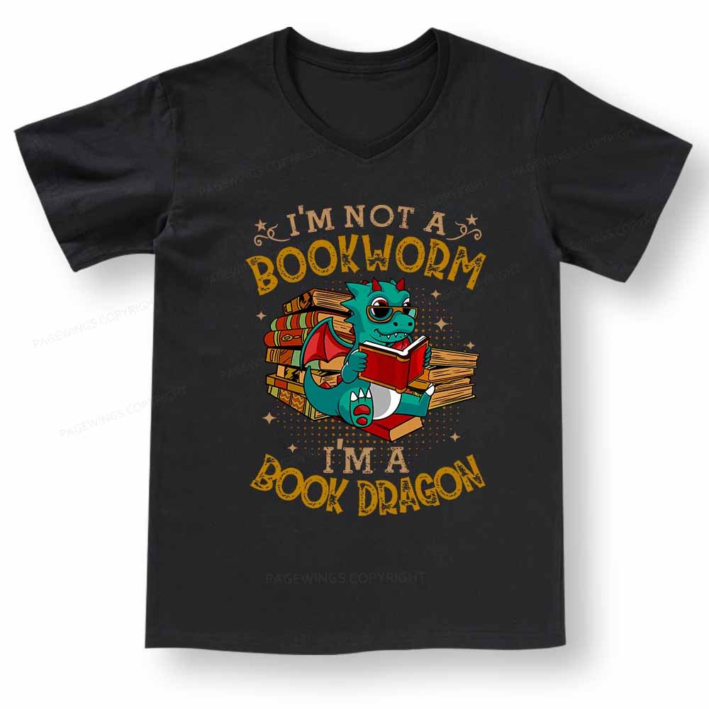 Pagewings Book Dragon V-neck T-shirt