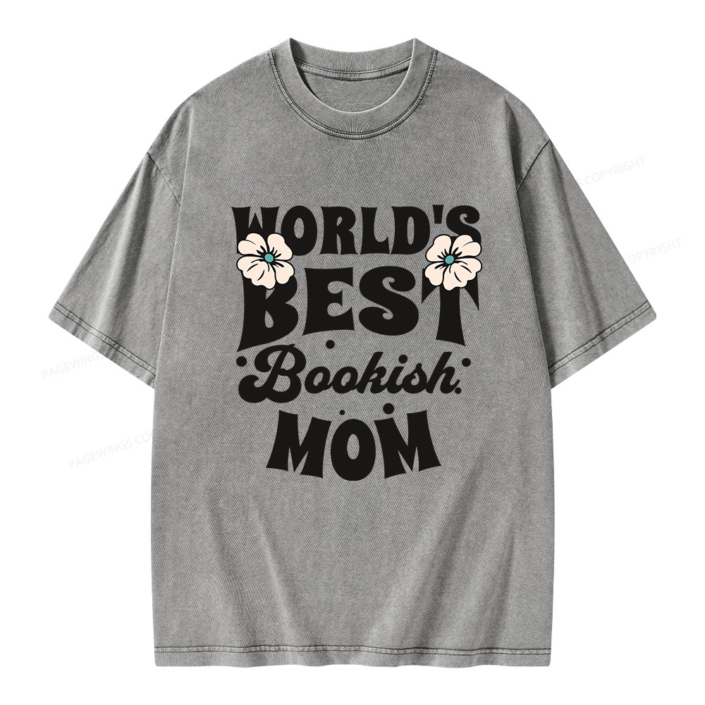 Pagewings World's Brsy Bookish Mom Unisex Washed T-shirt