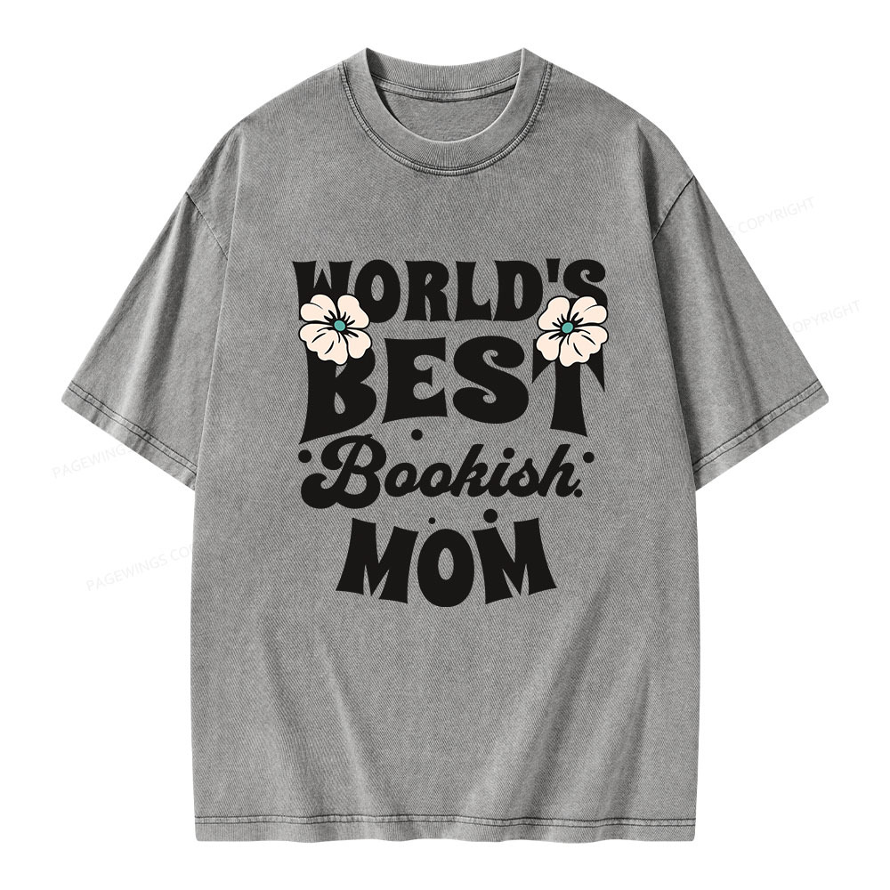 Pagewings World's Brsy Bookish Mom Unisex Washed T-shirt