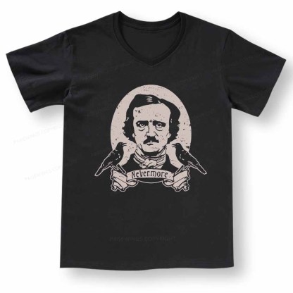 Pagewings Literary Vintage Stephen Allen King HP Lovecraft Book V-neck T-shirt