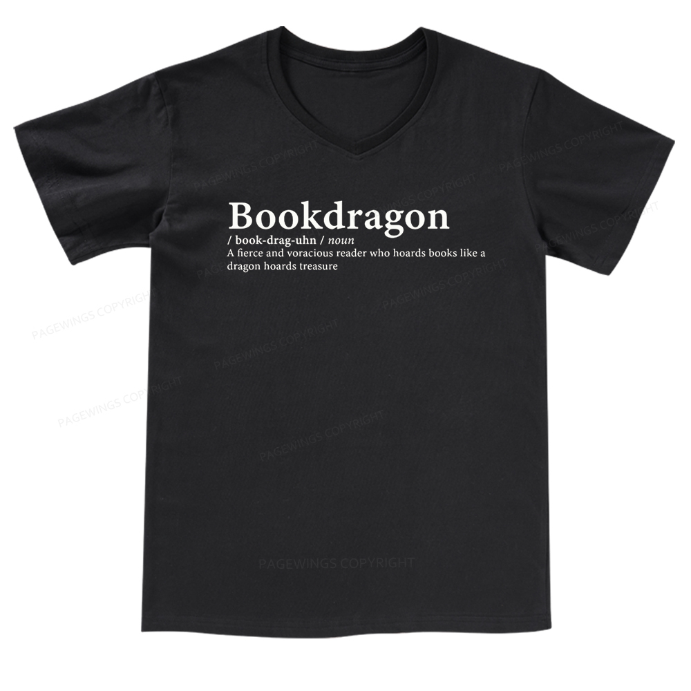 Pagewings Bookdragon: Journey Through Words book lover V-neck T-shirt