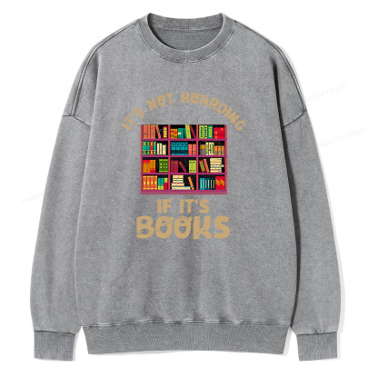 Pagewings Bookshelf Set Of Stacks Of Books Stock Unisex Washed Sweatshirt