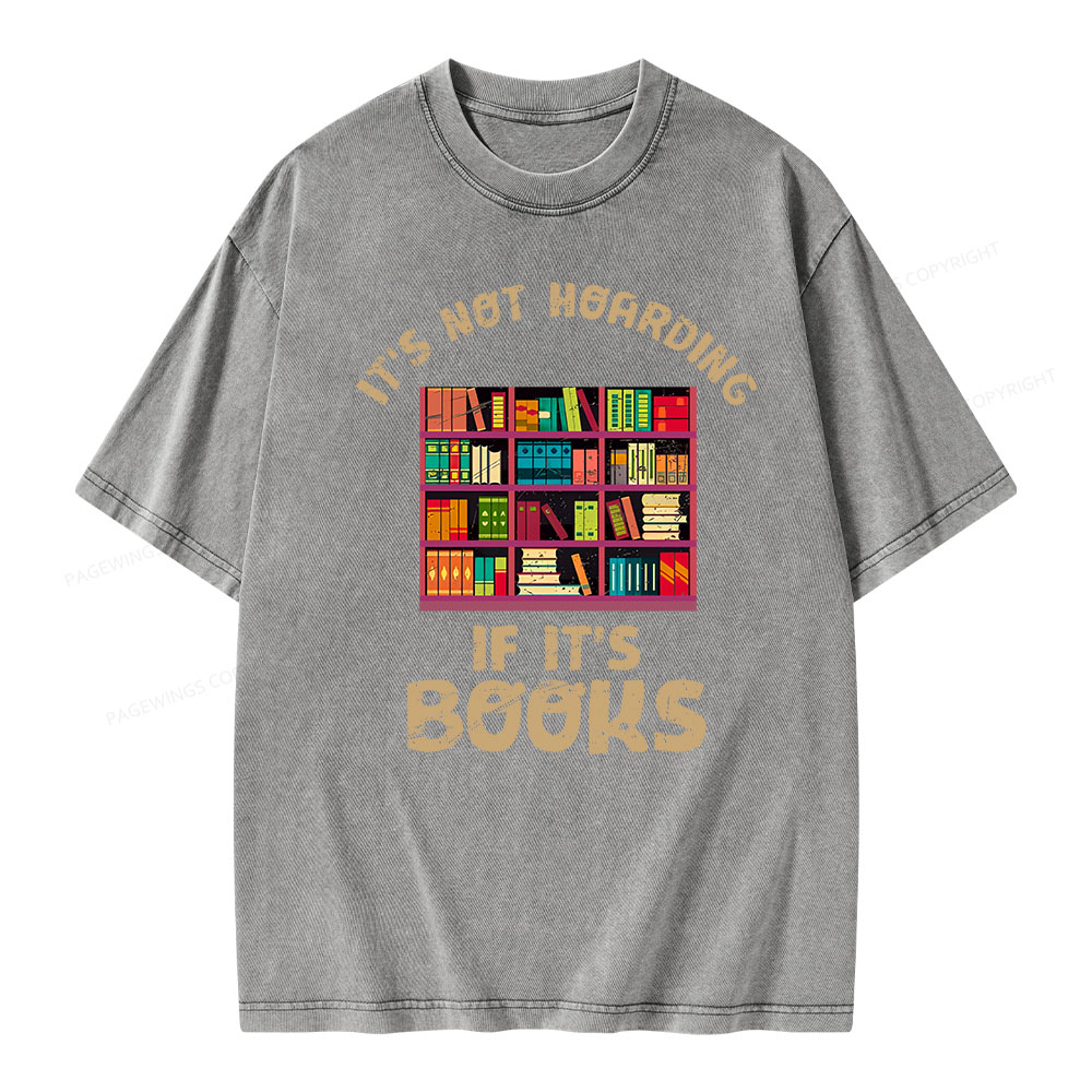 Pagewings Bookshelf Set Of Stacks Of Books Stock Unisex Washed T-shirt