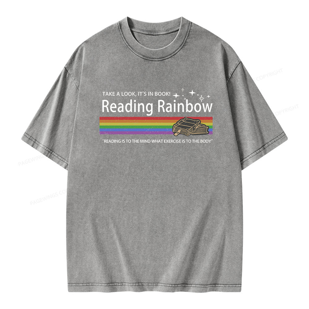 Pagewings Reading Rainbow Unisex Washed T-shirt