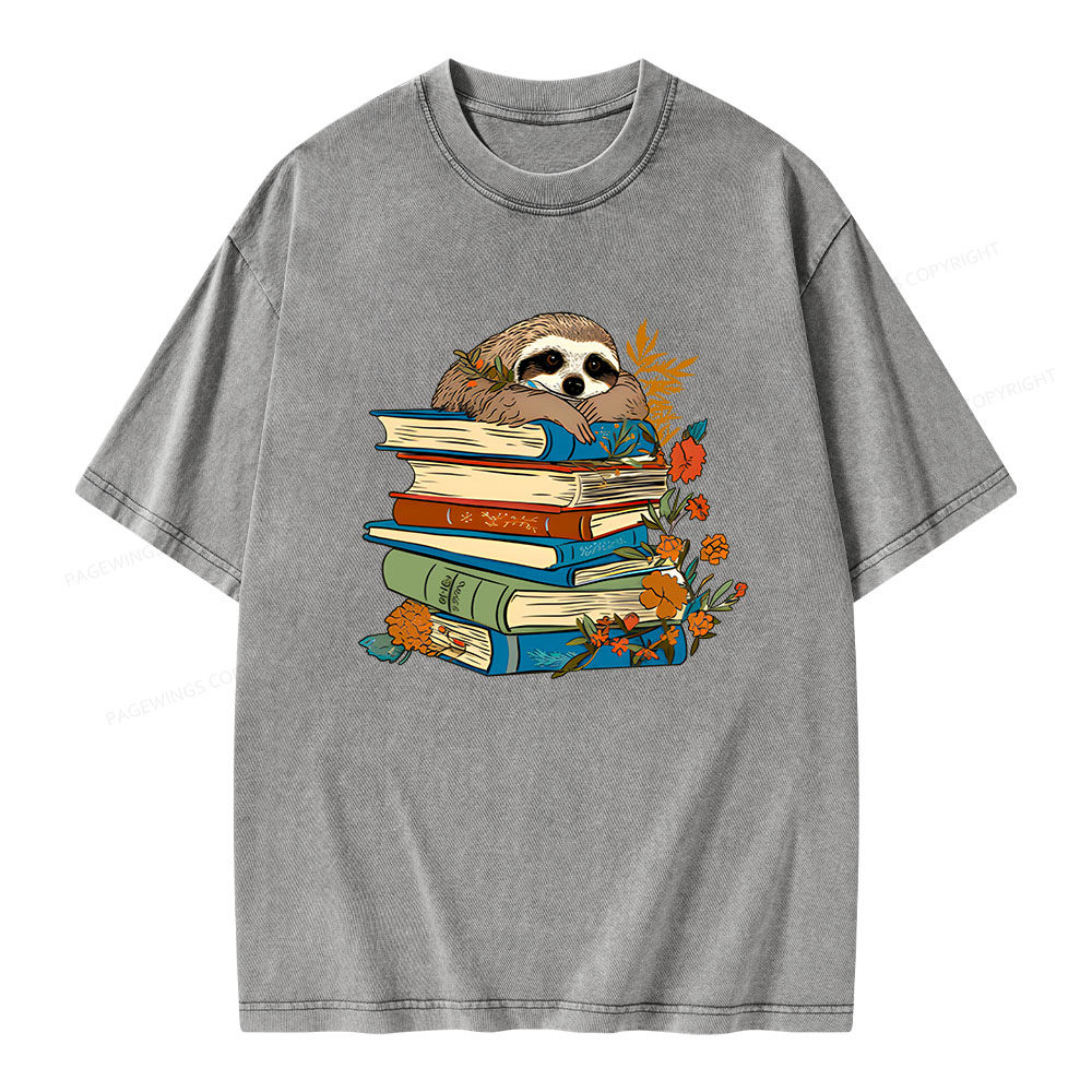 Pagewings Sloth And Stories Unisex Washed T-shirt