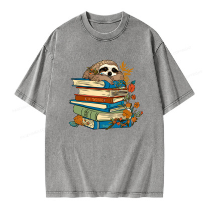 Pagewings Sloth And Stories Unisex Washed T-shirt