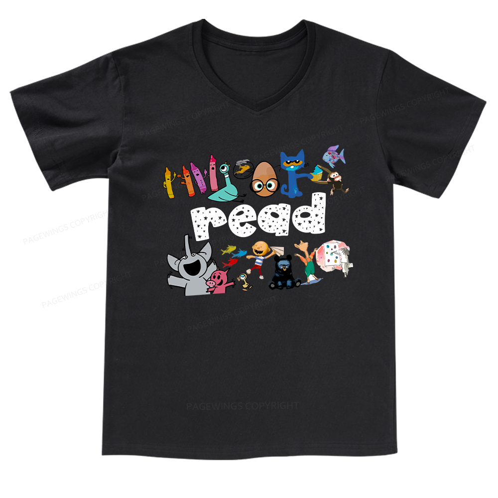 Pagewings Reading Bookish V-neck T-shirt