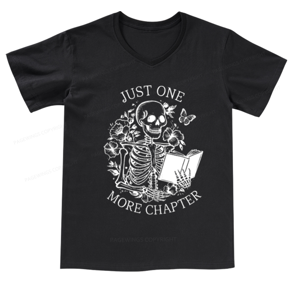Pagewings One More Chapter Skeleton V-neck T-shirt