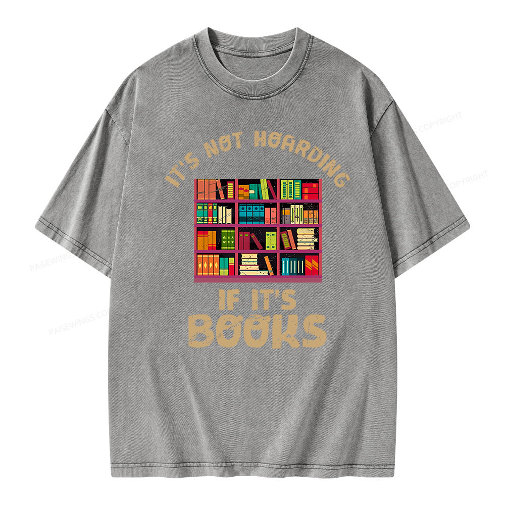 Pagewings Bookshelf Set Of Stacks Of Books Stock Unisex Washed T-shirt