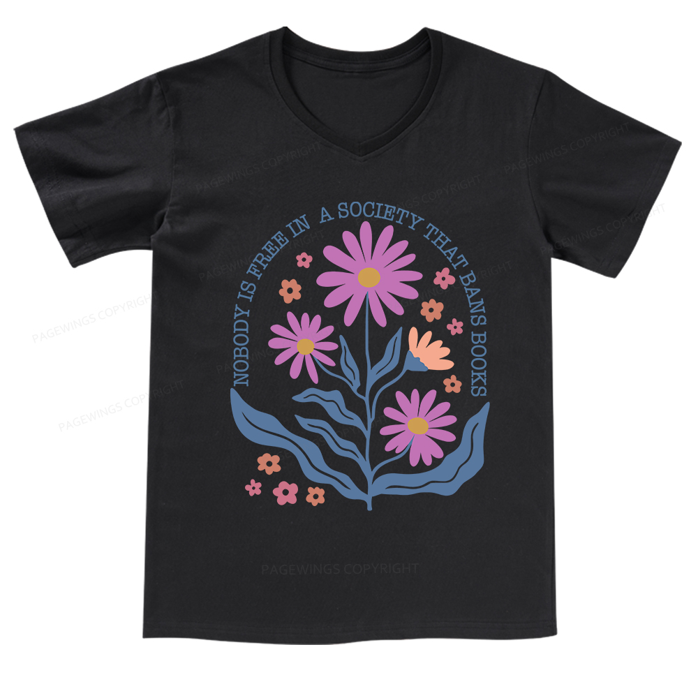 Pagewings Read Banned Books Shirt Social Justice Gift V-neck T-shirt