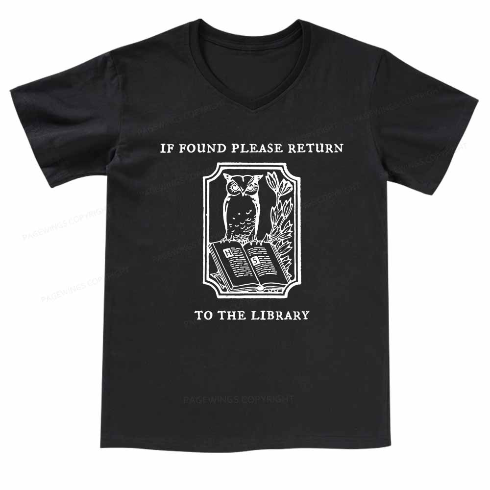 Pagewings Librarian Gift Owl Book Shirt V-neck T-shirt