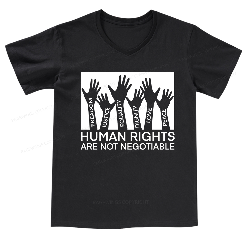 Pagewings Human Rights Are Not Negotiable V-neck T-shirt