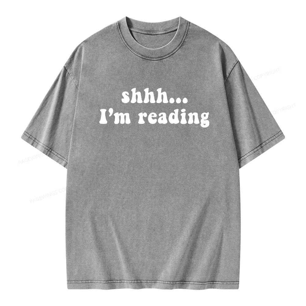 Pagewings Shhh I'm Reading Unisex Washed T-shirt