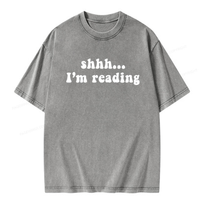 Pagewings Shhh I'm Reading Unisex Washed T-shirt