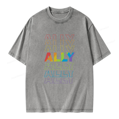 Pagewings LGBTQ Ally Unisex Washed T-shirt