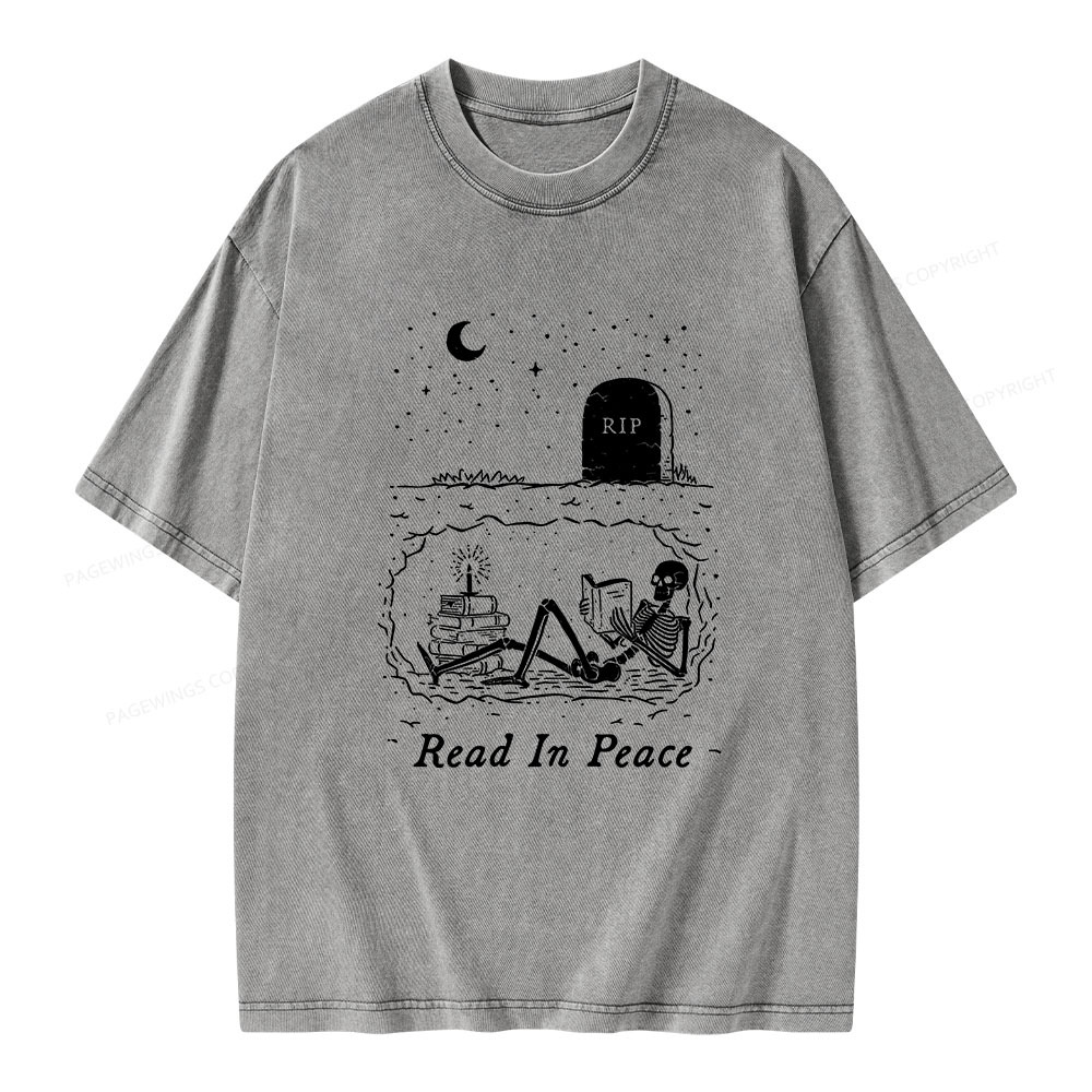 Pagewings Read In Peace Unisex Washed T-shirt