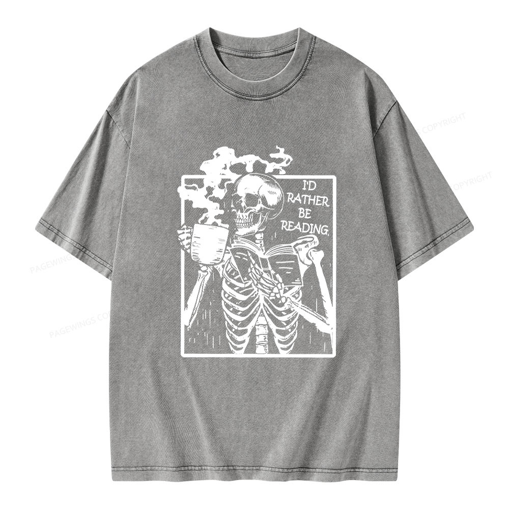 Pagewings I’d Rather Be Reading Unisex Washed T-shirt