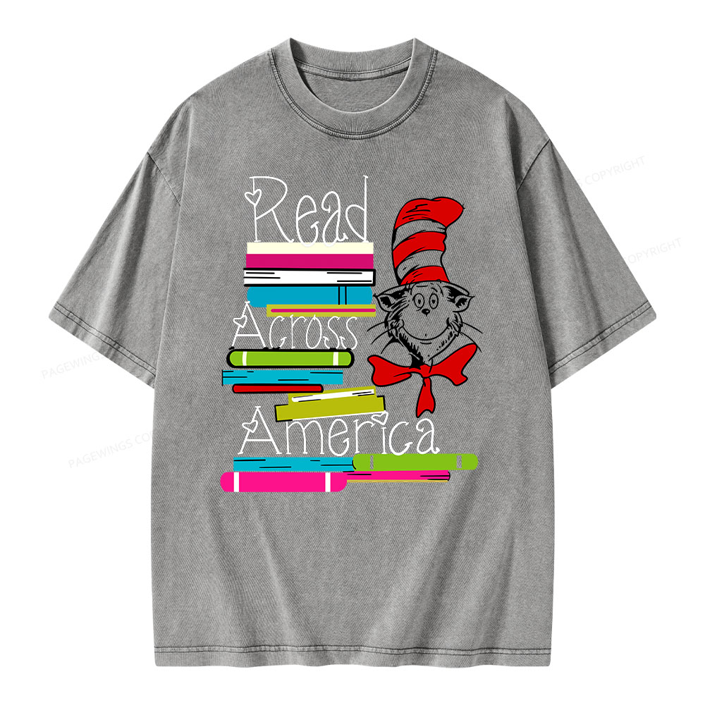 Pagewings Read Across America DTF Transfer, Reading Friends Dr. Seuss Unisex Washed T-shirt