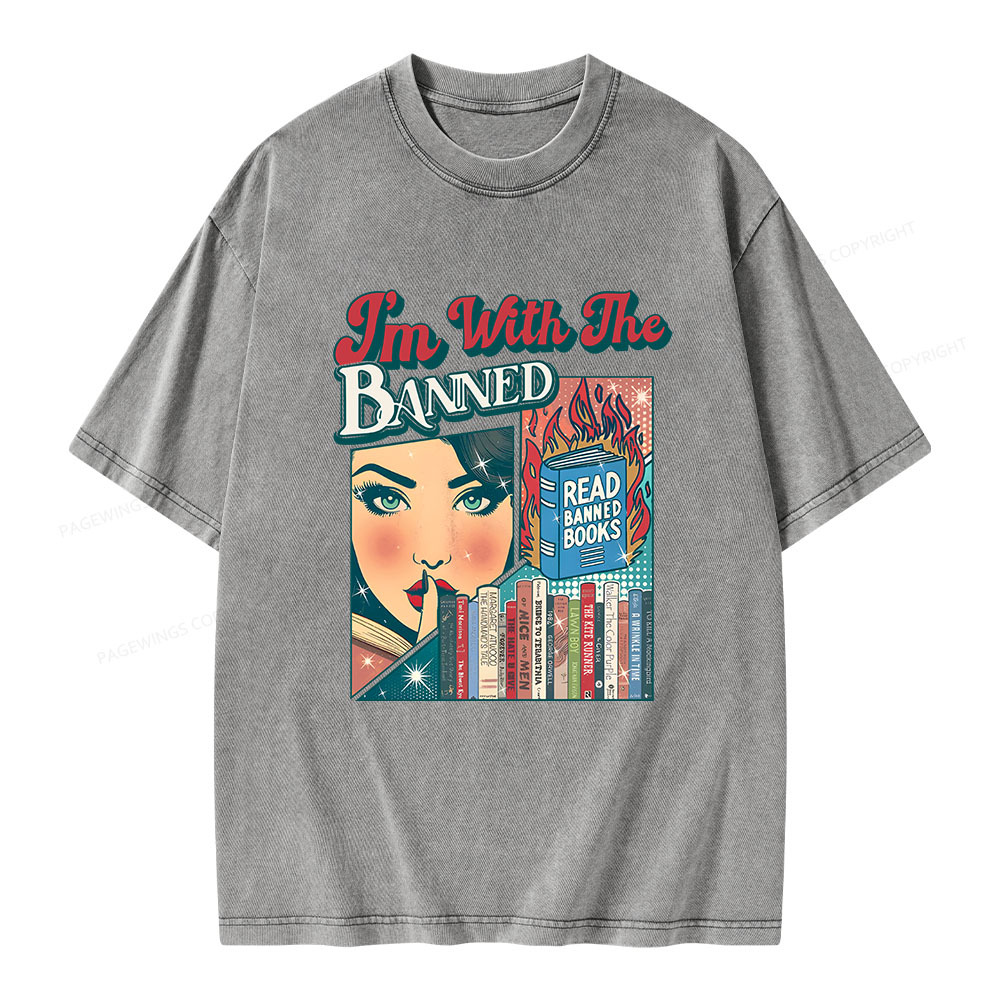 Pagewings I’m With the Banned Unisex Washed T-shirt