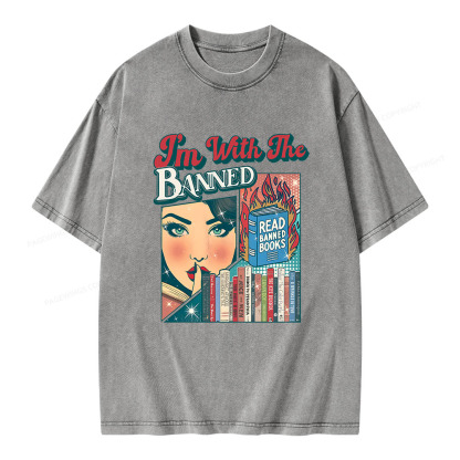 Pagewings I’m With the Banned Unisex Washed T-shirt