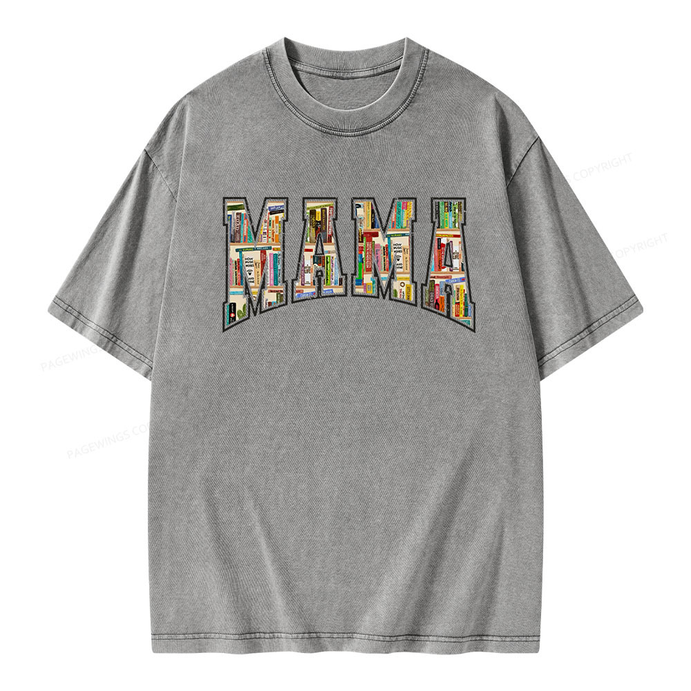 Pagewings About MAMA's Bookshelf Unisex Washed T-shirt