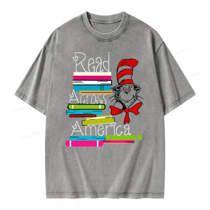 Pagewings Read Across America DTF Transfer, Reading Friends Dr. Seuss Unisex Washed T-shirt