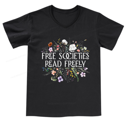 Pagewings Free Societies Read Freely V-neck T-shirt
