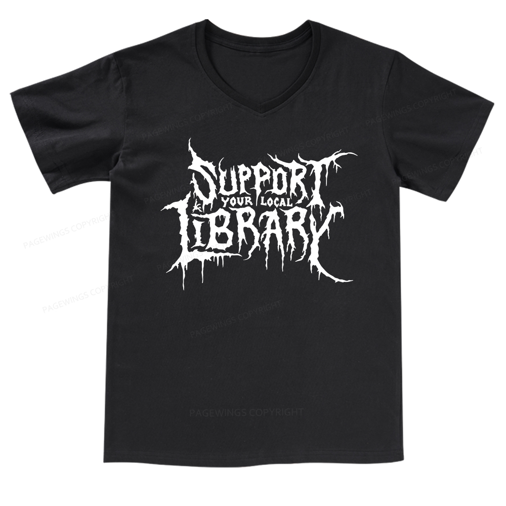 Pagewings Support Your Local Library V-neck T-shirt