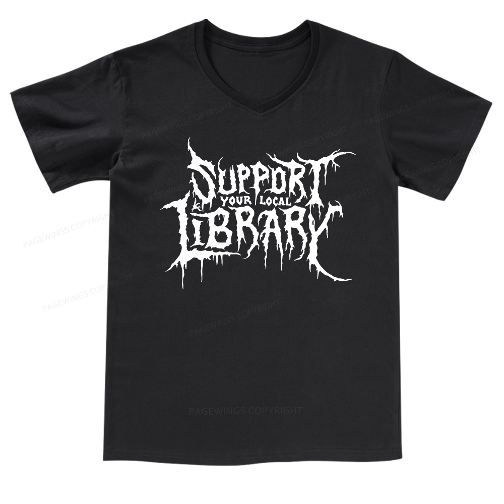 Pagewings Support Your Local Library V-neck T-shirt