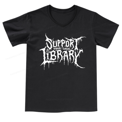 Pagewings Support Your Local Library V-neck T-shirt